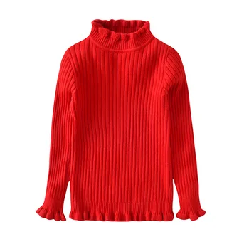 Jesień zima paski Flare rękawem O-neck sweter, odzież Dziecięca dla dziewczynki słodkie dzieci z dzianiny sweter 2 6 7 8 lat