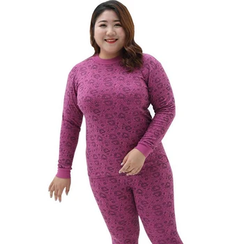 Jinsen Aite New Women Thermal Underwear Plus Size 7XL Print bawełna spodnie Jesień Zima ciepłe komplety bielizny duży rozmiar JS853