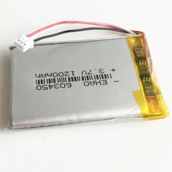 JST 1.25 mm 3pin 3.7 V 1200mAh lipo polymer lithium rechargeable battery plug for GPS DVD bluetooth recorder e-book camera 603450