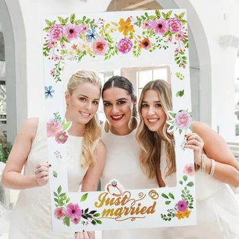 Just Married Wedding Photo Booth Props Photo Frame Wedding Decoration Bridal Shower Mr Mrs Photobooth Props Hen Party Supplies
