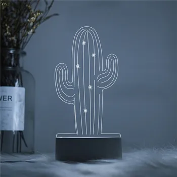 Kaktus kaktusy pustynne rośliny Meksyk LED 3D akryl nocne światło światła z ekranem dotykowym i pilotem oświetlenie lampy, ozdoby dla dzieci