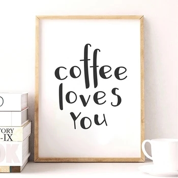 Kawa cytat płótno sztuka drukowania plakat prosty styl ścienne do dekoracji domu kuchnia kawy rogu ściany sztuki dekoracji