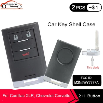 KEYECU wymiana pilota kluczyka Shell Case Fob 2+1 przycisk do Cadillac XLR, Chevrolet Corvette FCC ID: M3N5WY7777A B106 Blade