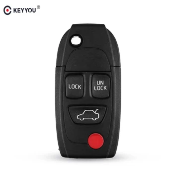 KEYYOU 3+1 przyciski zdalnego klapki, składany kluczyk Shell Case Fob Keyless dla Volvo XC70 XC90 V50 V70 S60 S80 Key Auto Case Cover