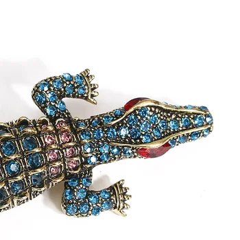 KingDeng broszka męskie unisex akcesoria zwierzę krokodyl prezent dla kobiet osobowość broszki modny Dziki stop cynku Vintage