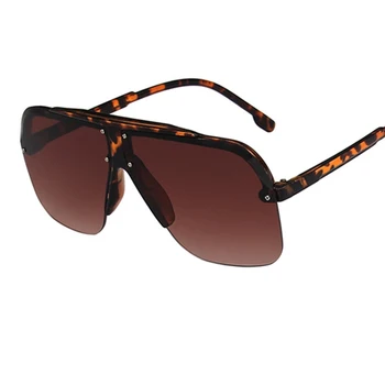 Klasyczne pilotażowe okulary Kobiety mężczyźni moda ponadgabarytowych przezroczyste odcienie połowa kadru damskie okulary trend UV400 Oculos De Sol