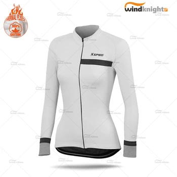 Kobieta, zima, jazda na Rowerze Jersey ciepła polarowa z długim rękawem odzież Lady MTB racing odzież treningowa forma Mayo Ciclismo