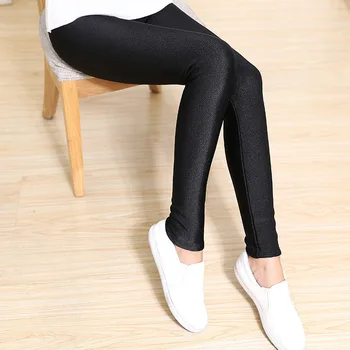 Kobiety plus size legginsy moda stałe cienkie spodnie, czarne wąskie spodnie, błyszczące spodnie 5XL 6xl 3XL 4XL duży rozmiar