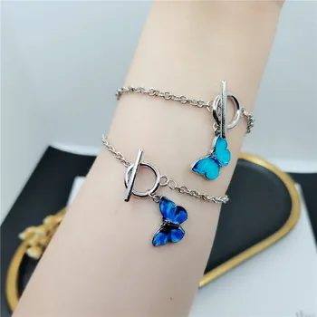 Koreańska wersja blue butterfly straight line klamra bransoletka ins super fire para dziewczyna bransoletka Bransoletka dziewczyna