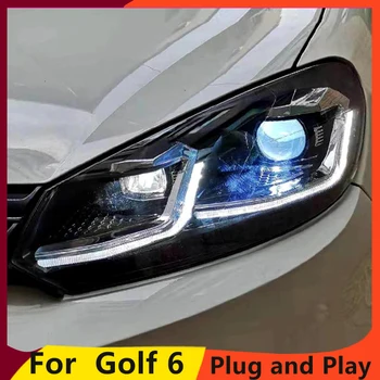 KOWELL stylizacja samochodu VW Golf 6 reflektory 2010-2013 Golf6 mk6 led reflektory Angel Eye LED DRL Bi ksenonowe soczewki parking światła przeciwmgielne