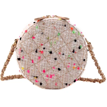 Kratka ładny okrągły Crossbody bag 2020 zima Nowy wysokiej jakości wełny damska designerska torebka łańcuch mini ramię Crossbody bag