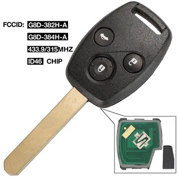 Kutery G8D-382H-A/G8D-384H-A samochodowy zdalny kluczyk pasuje do Honda Accord Element CR-V HR-V City Odyssey Civic 3 przyciski 433.9/315 mhz