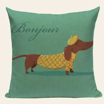 Kwadratowy bawełna pościel bull terrier jamnik pies tanie akcesoria do domu sofa sypialnia dekoracje poszewka Cojines ładny