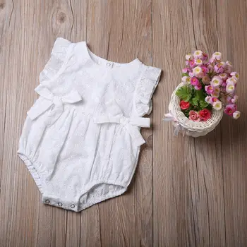 Kwiatowy noworodka dziewczynki hollow, suwaki One Pieces Back Button kombinezon Sunsuit strój odzież 0-24 m
