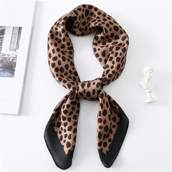 Lato leopard print Jedwab kwadratowy szalik moda chustka szalik głowy okłady dla kobiet włosy szaliki luksusowej marki akcesoria