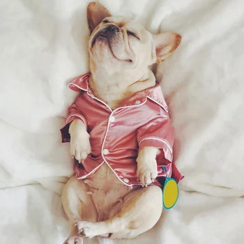 Lato Miękki Jedwab Buldog Francuski Piżamy Psy Koszule Pet Dla Małych Psów Kot Odzież Zwierzęta Odzież