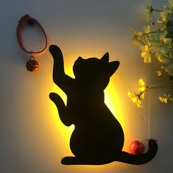 LED Animal Shape Motion Sensor Control Smart Sound Wall Lamp Home Corridor Night Lighting Balcony Baby Kids Cute Cat Sleep lampy