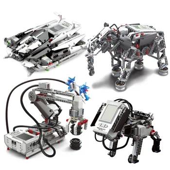 Legoing EV3 Robotics Programming Building Block Education Kit STEAM Compatible EV5 45544 31313 Robot DIY Mecanum Wheel Toy Gift