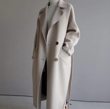 Leiouna Stałe Z Długim Rękawem Temat 2020 Moda Jesień Zima Kobiety Wełniany Płaszcz Damski Z Mieszanki Wełny Oversize Odzież Uliczna