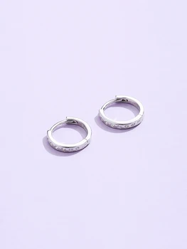 LEKANI Hoop kolczyki dla kobiet prawdziwe srebro próby 925 minimalistyczny 5A cyrkonia koło mały kolczyk koreański biżuteria prezent