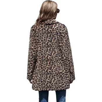 Leopard Print Długi Płaszcz Kobiety Jesień Zima Z Długim Rękawem Moda Plus Size Ciepły Płaszcz Ze Sztucznego Futra Damskie Casual Temat Futrzane Kurtki