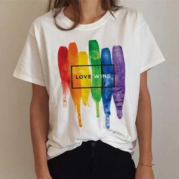LGBT gay pride lesbijką Tęcza koszulka top koszulki damska grunge japoński harajuku kawaii koszulka harajuku kawaii odzież uliczna