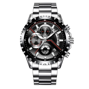 LIGE mężczyzna zegarka mody sportów zegarek kwarcowy męskie Najlepsze marki luksusowych pełna stalowa biznes dorywczo wodoodporny zegarek Relogio Masculino