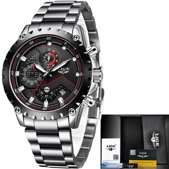 LIGE Watch Men Fashion Sport zegarek kwarcowy męskie zegarki Top Brand Luxury Full Steel Business Watch Wodoodporny Relogio Masculino