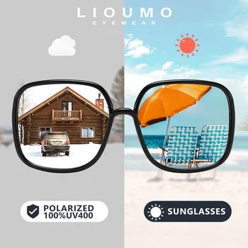 LIOUMO Design przewymiarowany okulary dla kobiet 2021 moda podróży okulary polaryzacyjne fotochromowe mężczyźni UV400 gafas de sol mujer