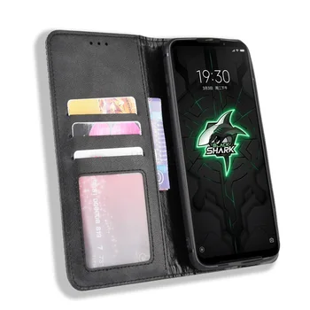 Luksusowy retro cienka magnetyczna skórzana klapka dla Xiaomi MI Black Shark 3 Pro Book Case Card Wallet Stand miękka pokrywa telefonicznych, torby