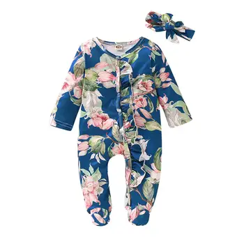 LZH 2020 jesień dziecięca odzież casual, kwiatowy print kombinezon dla dziecka z długim rękawem kombinezon córeczka odzież 02 r.