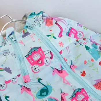 LZH Kids Clothing Girls Tops 2020 jesień nowy Baby Girls sweet print z kapturem cienki płaszcz dla dzieci na co dzień kreskówkowe wiatrówka