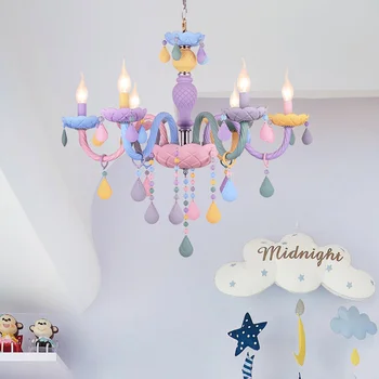 Macaron kolorowe Kryształ led lampy wiszące jadalnia lampa wisząca dziecięcy pokój amerykańska dziewczyna księżniczka sypialnia wystrój lampy