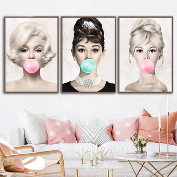 Marilyn Monroe Guma Do Żucia Płótno Malarstwo Znana Aktorka Audrey Hepburn Plakaty I Grafiki Malowanie Obrazów Do Dekoracji Wnętrz