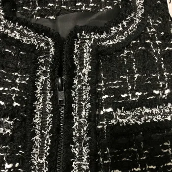 Marka z Fundacją jesienno-zimowego krótki wolnego płaszcz czarno-biały w kratkę garnitur-strój będzie kodować samodoskonalenia małego Realu madryt