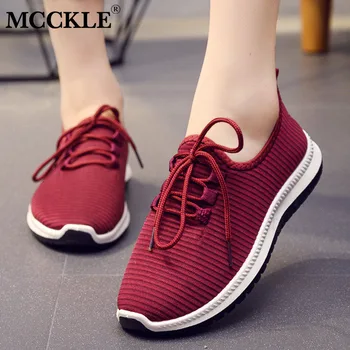 MCCKLE Women ' s Mesh Vulcanized Shoes Couple Man Ladies Oddychającym Sneakers Light Female Casual Lace up Comfort Walking Shoes New