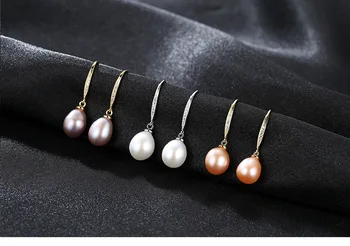 [MeiBaPJ]naturalne słodkowodne perły kolczyki moda upadku prawdziwe srebro próby 925 subtelny urok biżuteria dla kobiet