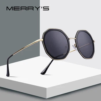 MERRYS projekt damska moda okulary polaryzacyjne wielokąt ramka metalowa świątynia ochrona UV400 S6228