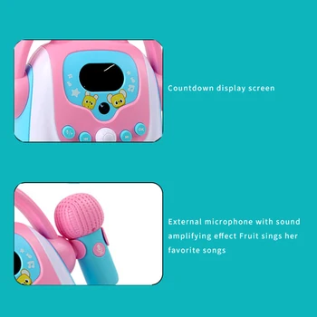 Mikrofon Karaoke Głośnik Bluetooth Zabawka Przenośne Karaoke Maszyna Edukacyjna Muzyka Zabawki Edukacyjne Dla Dzieci Prezent - Różowy Niebieski