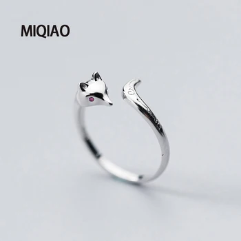 MIQIAO Fox pierścień 925 srebro regulowany Damska dla kobiet akcesoria Urok niezwykłe fajne rzeczy Moda temperament prezent