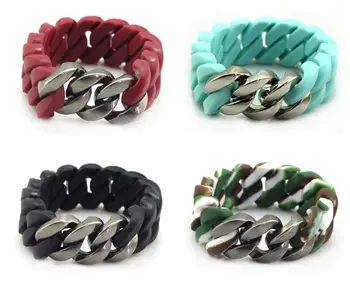 Mix kolor gumy silikonowej łańcucha bransoletki ze stali nierdzewnej dla kobiet, mężczyzn double twist Urok energii silikonowa bransoletka pulseira