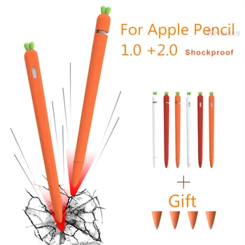 Miękki marchwi silikon do Apple Pencil 1 2 Pokrowiec kompatybilny z iPad Tablet Touch Pen Stylus pokrywka rękawy