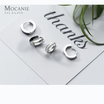Mocanie jesień nowy 925 srebro czarny biały emalia minimalistyczny przez cały hoop kolczyki dla mężczyzn kobiet wykwintne biżuteria akcesoria