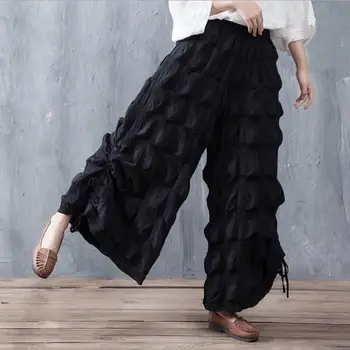 Moda Duży Rozmiar Spodnie Damskie Letnie Temat Codziennych Bawełniane Spodnie Elastyczny Pas Plisowane Spodnie Damskie