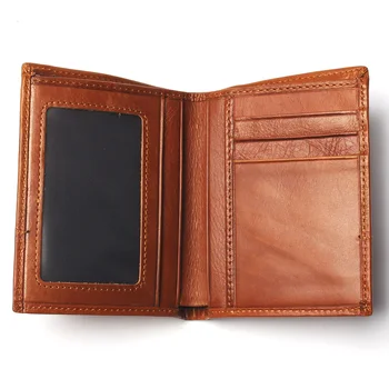Moda męska pozioma linia styl wzór skóra naturalna portfel mężczyźni slim płaski uchwyt karty portfel męski podwójny portfel