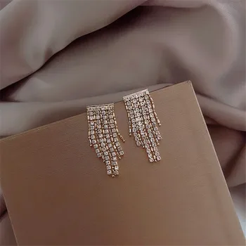 Moda premium błyszczący Kryształ Cyrkon kitki kolczyki dla kobiety młodej Ślubne kolczyki ślubne akcesoria biżuteria prezent