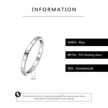 Moda proste 925 srebro mocno wbudowany Cyrkon palec pierścień dla kobiet elegancki biżuteria