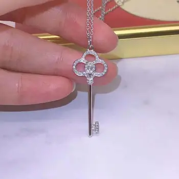 Moda S925 srebro 1:1 Hot moda marka biżuterii chiński węzeł klucz wisiorek naszyjniki Dla Kobiet, urodziny, Walentynki prezent