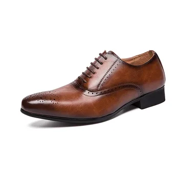 Moda skórzane buty mężczyźni sukienka buty spiczasty оксфорды buty dla mężczyzn zasznurować projektant luksusowe mężczyźni formalne buty 3020