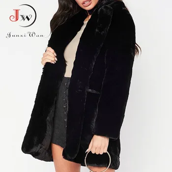 Modna kurtka zimowa damska casual damskie futro faux fur czarny plus rozmiar kurtki casaco feminino jaqueta feminina